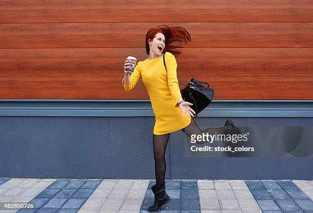 start my day with energy - yellow dress stock pictures, royalty-free photos & images
