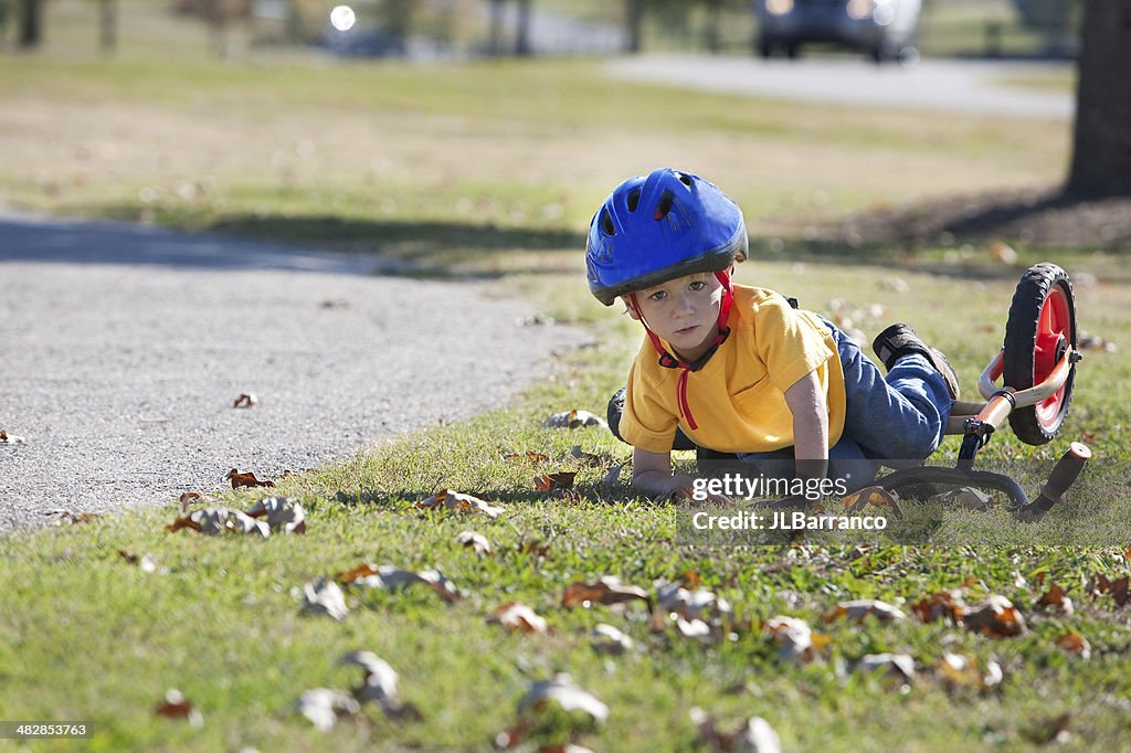 Toddler Takes a Tumble Off Bike