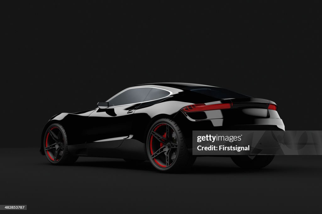 Schwarz sport Auto auf dunklem Hintergrund