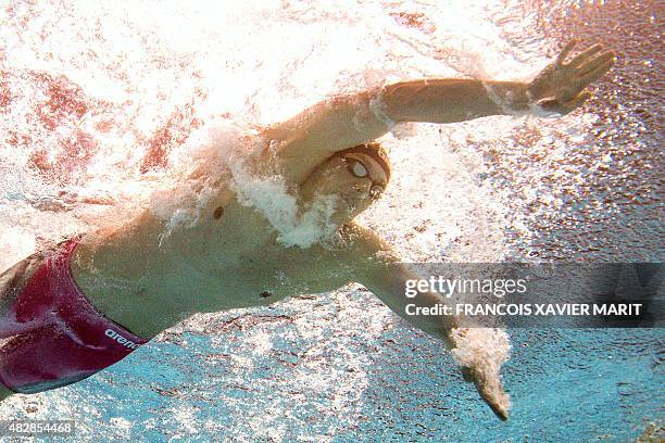 Picture taken with an underwater camera shows Germany's Paul Biedermann competing in a semi-final of the men's 200m freestyle swimming event at the...