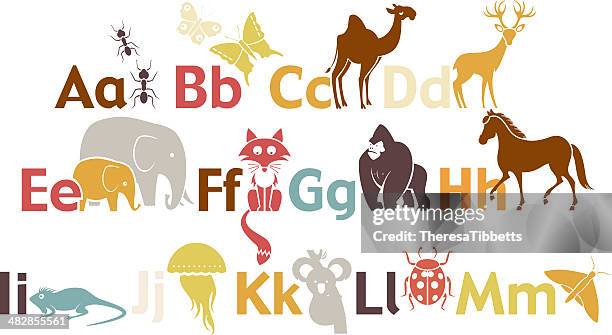 animal alphabet a-m - ant stock illustrations