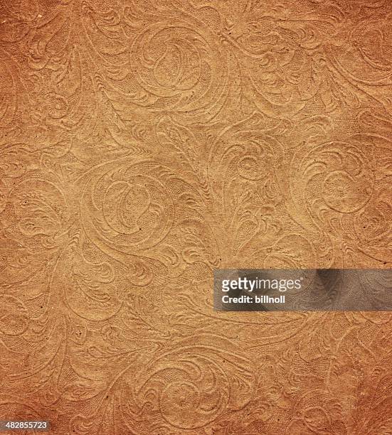 distressed paper with floral pattern - rocaille stockfoto's en -beelden