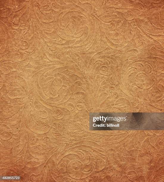 distressed paper with floral pattern - gold floral pattern stock pictures, royalty-free photos & images