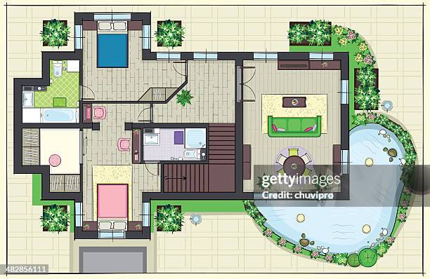 house plan - footstool stock illustrations