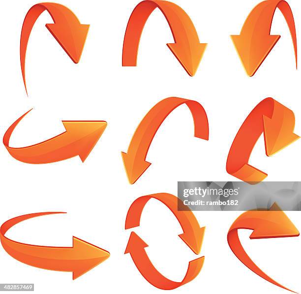 stockillustraties, clipart, cartoons en iconen met set of arrows - curved arrows