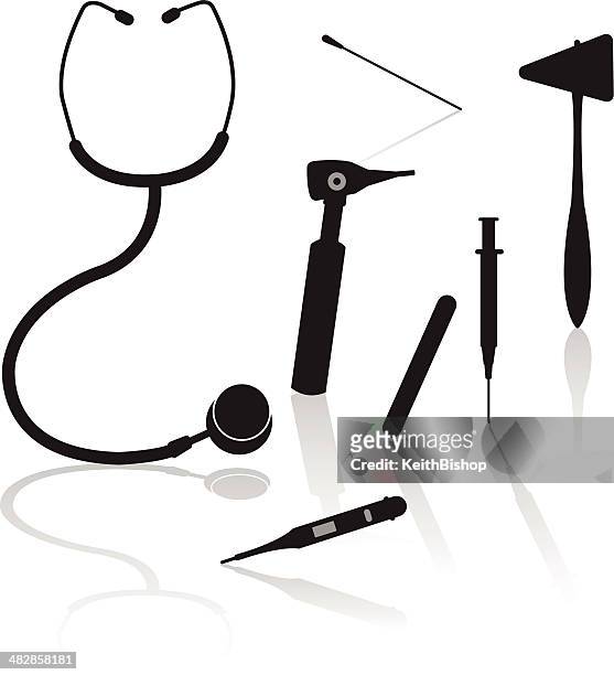 illustrazioni stock, clip art, cartoni animati e icone di tendenza di apparecchiatura medica-medico - otoscope