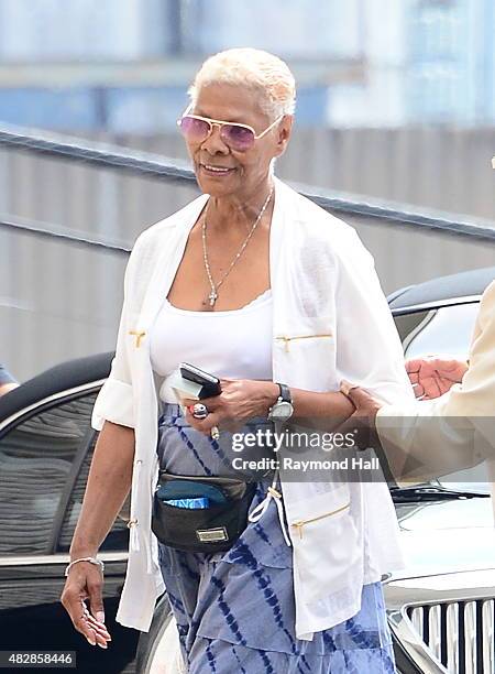 Singer Dionne Warwick attends a funeral service for Bobbi Kristina Brown at the Whigham Funeral Home on August 3, 2015 in Newark, New Jersey. Bobbi...