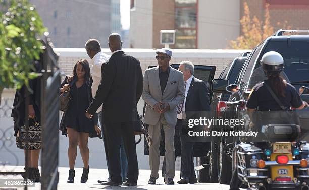 Rayah Houston arrives at the funeral services for Bobbi Kristina Brown at the Whigham Funeral Home on August 3, 2015 in Newark, New Jersey. Bobbi...