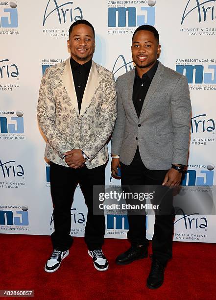Seattle Seahawks safety Earl Thomas and guest arrive at the 13th annual Michael Jordan Celebrity Invitational gala at the ARIA Resort & Casino at...