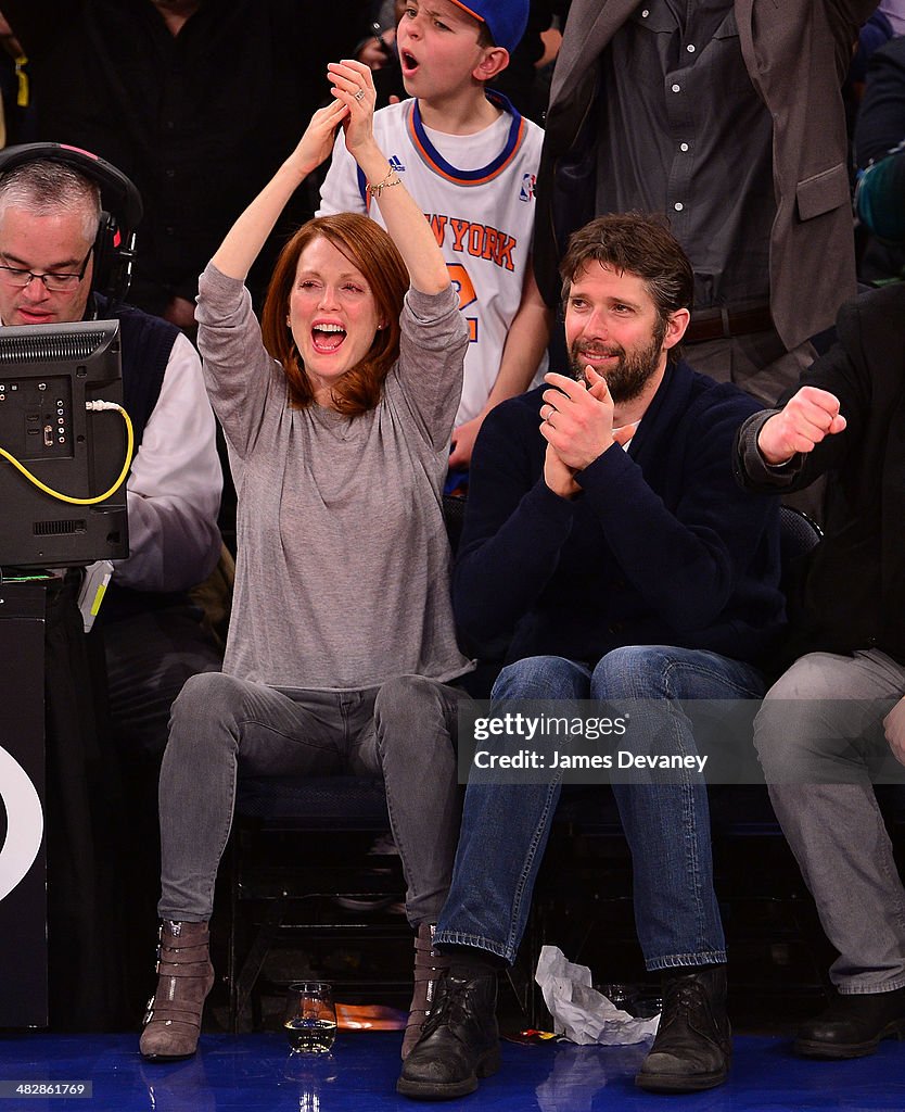 Celebrities Attend The Washington Wizards Vs New York Knicks Game - April 4, 2014