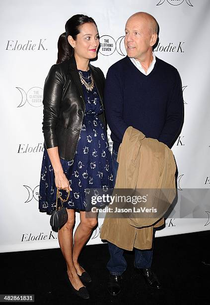 Emma Heming and Bruce Willis attend the launch of "The Clothing Coven" at Elodie K. On April 4, 2014 in West Hollywood, California.