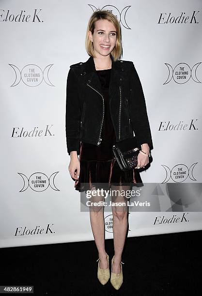 Actress Emma Roberts attends the launch of "The Clothing Coven" at Elodie K. On April 4, 2014 in West Hollywood, California.