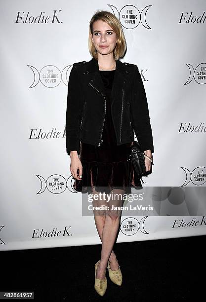 Actress Emma Roberts attends the launch of "The Clothing Coven" at Elodie K. On April 4, 2014 in West Hollywood, California.