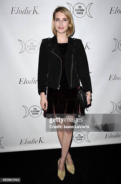 Actress Emma Roberts attends the launch of "The Clothing Coven" at Elodie K. On April 4, 2014 in West Hollywood, California.