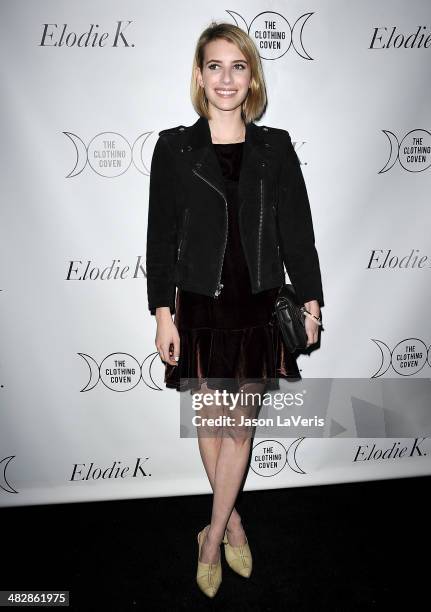 Actress Emma Roberts attends the launch of "The Clothing Coven" at Elodie K. On April 4, 2014 in West Hollywood, California.