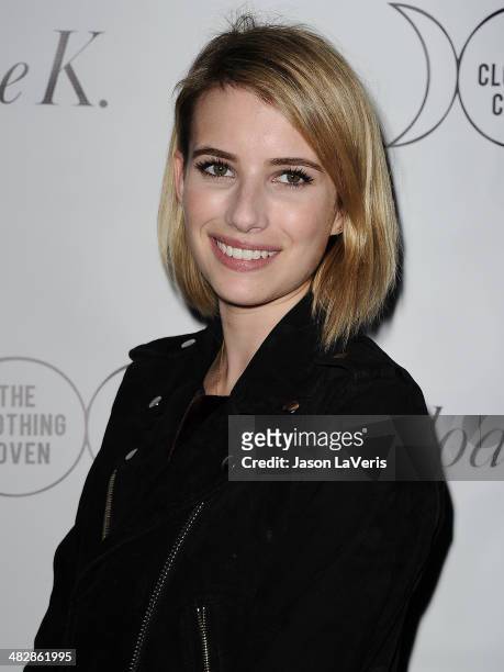 Actress Emma Roberts attends the launch of "The Clothing Coven" at Elodie K. On April 4, 2014 in West Hollywood, California.