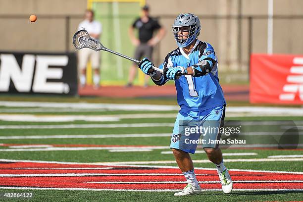Marcus Holman of the Ohio Machine controls the ball against the Rochester Rattlers on August 1, 2015 at Selby Stadium in Delaware, Ohio. Rochester...