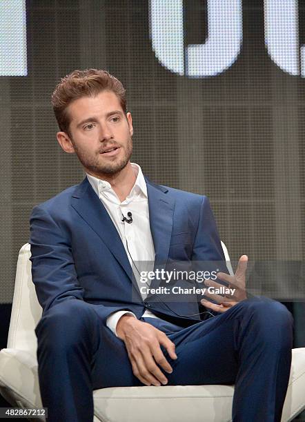 Actor Julian Morris speaks onstage during the 'Hand Of God' panel discussion at the Amazon Studios portion of the 2015 Summer TCA Tour on August 3,...