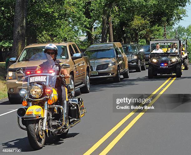 Hearse carrying the body of Bobbi Kristina Brown at Fairview Cemetery on August 3, 2015 in Westfield, New Jersey. Bobbi Kristina Brown, daughter of...
