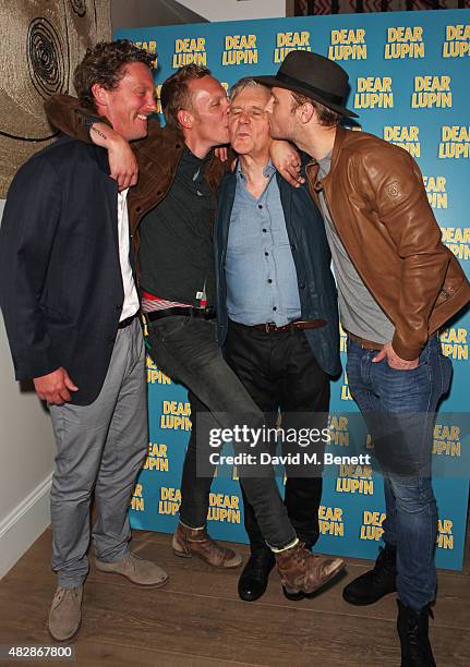 Robin Fox, Laurence Fox, James Fox and Jack Fox attend an after party following the press night performance of "Dear Lupin" at the Ham Yard Hotel on...