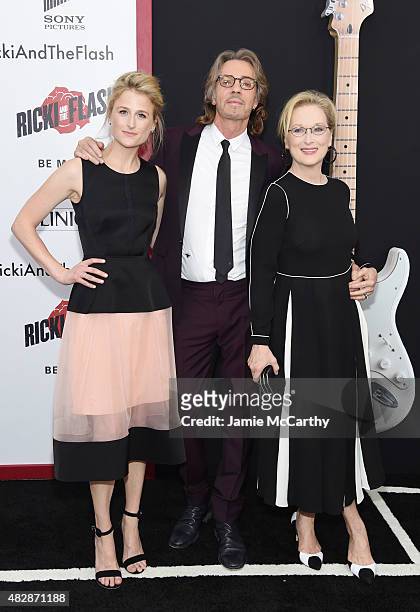 Mamie Gummer, Rick Springfield and Meryl Streep attend the New York premier of "Ricki And The Flash" at AMC Lincoln Square Theater on August 3, 2015...