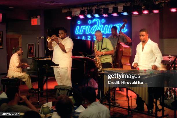 Eric Dolphy Tribute Concert at Iridium on Thursday night, August 28, 2003.This image:From left, Eric Reed, Jeremy Pelt, Gary Bartz, Robert Hurst and...