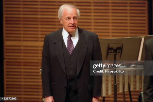 Ensemble Intercontemporain performing all-Boulez program at Zankel Hall on Wednesday night, September 17, 2003.This image:Pierre Boulez.