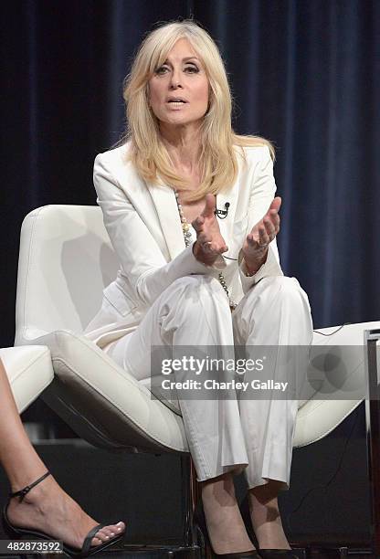 Actress Judith Light speaks onstage during the 'Transparent' panel discussion at the Amazon Studios portion of the 2015 Summer TCA Tour on August 3,...