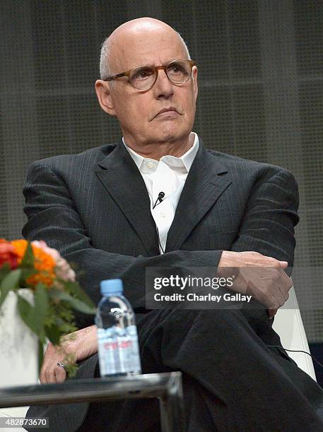 Actor Jeffrey Tambor speaks onstage during the 'Transparent' panel discussion at the Amazon Studios portion of the 2015 Summer TCA Tour on August 3,...