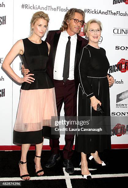 Mamie Gummer, Rick Springfield and Meryl Streep attend "Ricki And The Flash" New York Premiere at AMC Lincoln Square Theater on August 3, 2015 in New...