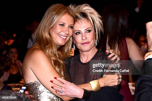 Donata Meirelles and Ana Maria Braga attend amfAR's Inspiration Gala Sao Paulo on April 4, 2014 in Sao Paulo, Brazil.