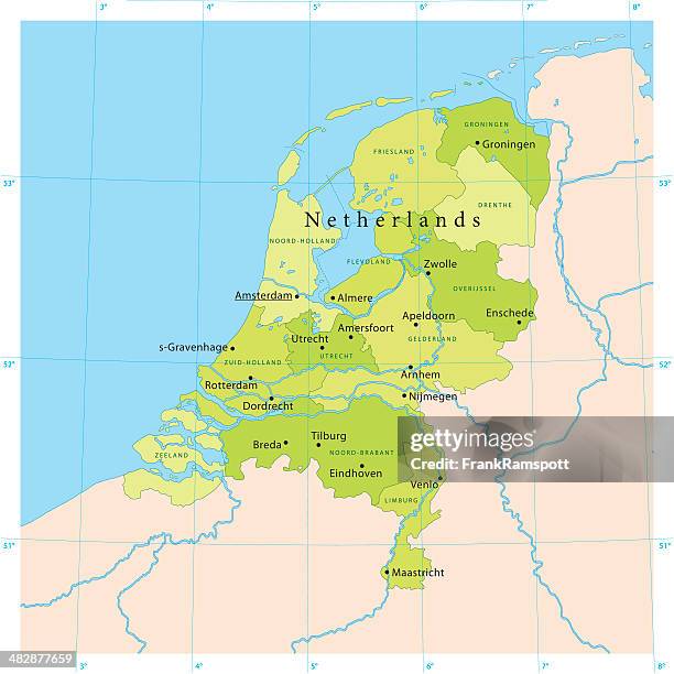 netherlands vector map - amsterdam map stock illustrations