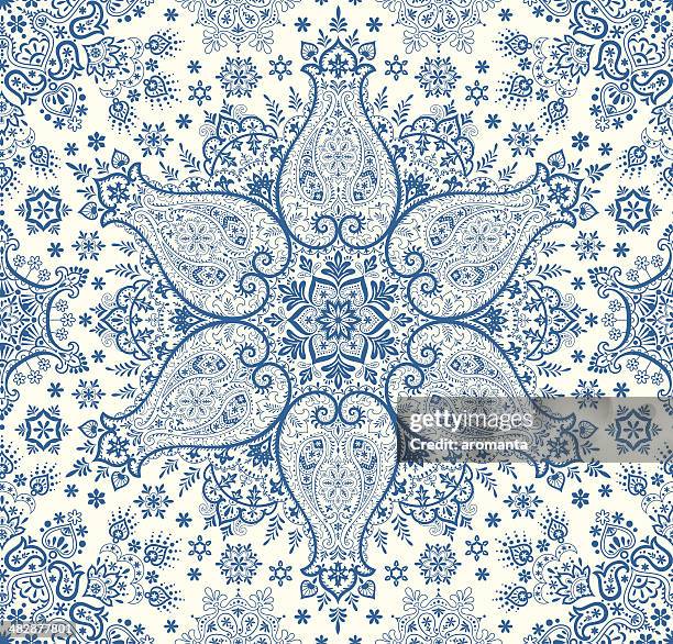 ilustraciones, imágenes clip art, dibujos animados e iconos de stock de seamless invierno paisley - diseño cachemir