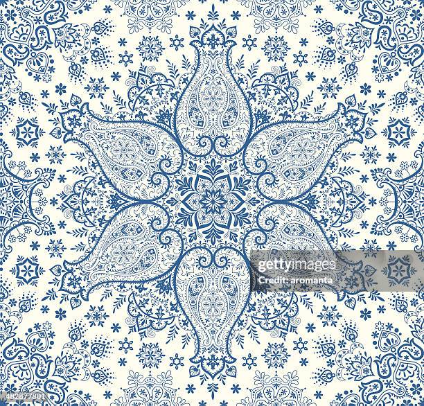 seamless winter paisley - paisley stock illustrations