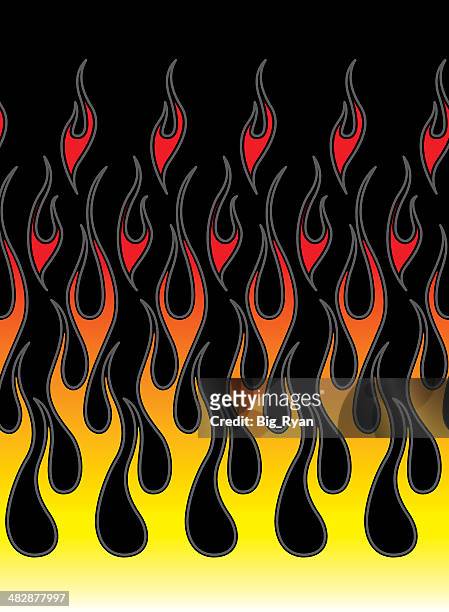 pinstriped hot rod flames (tileable) - pinstripe stock illustrations