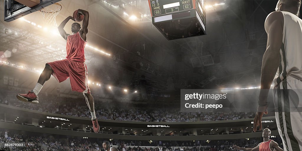 Basketball Player About To Slam Dunk