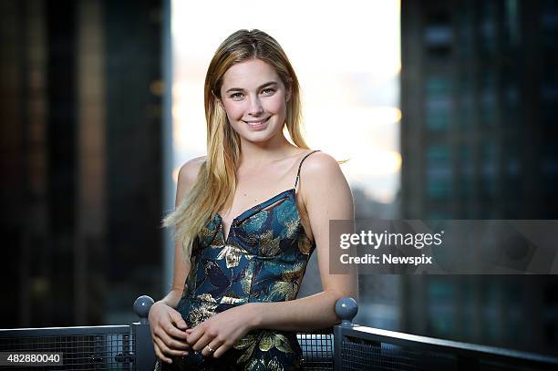 Australian model Bridget Malcolm poses during a photo shoot at The Sheraton on the Park in Sydney, New South Wales.