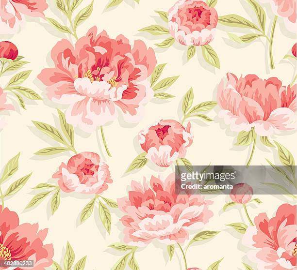 peony pattern - floral pattern stock illustrations
