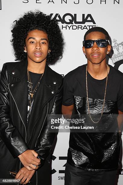 Singer Princeton of Mindless Behavior and recording artist Myles "BigDeal" Brown arrive at Christian Casey Combs' 16th birthday party at 1OAK on...