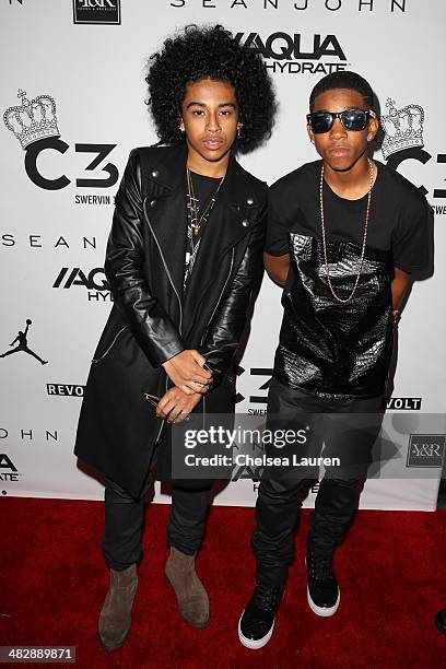 Singer Princeton of Mindless Behavior and recording artist Myles "BigDeal" Brown arrive at Christian Casey Combs' 16th birthday party at 1OAK on...