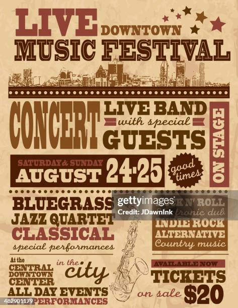 musical festival poster design template - music festival poster stock illustrations