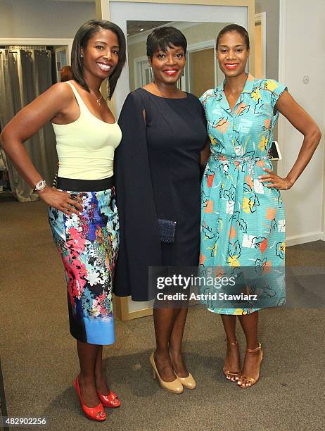 Founder of Kicked It In Heels, Dr. Janna Andrews and Billie Streets poses for photos wearing a gown from Rent the Runway with stylist Aisha McShaw at...