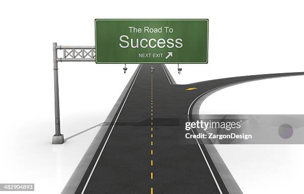 the road to success - exit sign white background stock pictures, royalty-free photos & images