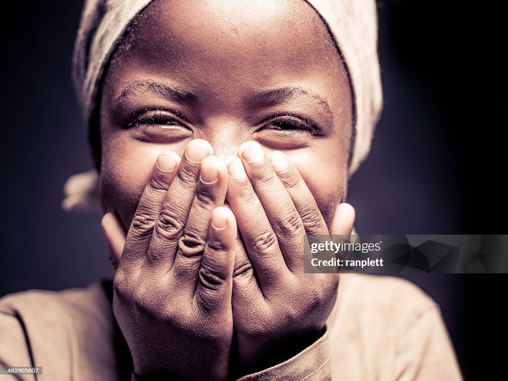 Young African Girl (Isolated on Black)