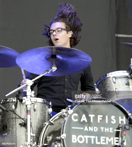 Bob Hall of Catfish and the Bottlemen performs during Lollapalooza at Grant Park on August 1, 2015 in Chicago, Illinois.
