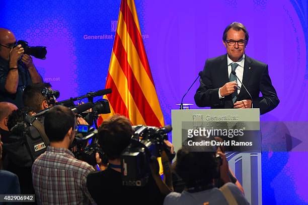 President of Catalonia Artur Mas poses for the media before a press conference on August 4, 2015 in Barcelona, Spain. Catalan President Artur Mas...