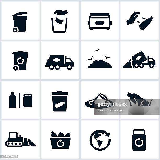 müll und abfallmanagement symbole - müllcontainer stock-grafiken, -clipart, -cartoons und -symbole