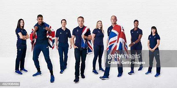 In this digital composite image released on August 4, Olympians Sarah Stevenson, Anthony Joshua, Sir Ben Ainslie, Sir Chris Hoy, Rebecca Adlington,...