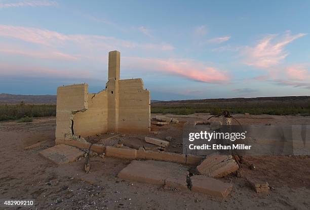 The ruins of the Hannig Ice Cream Parlor are shown in the ghost town of St. Thomas on August 3, 2015 in the Lake Mead National Recreation Area,...