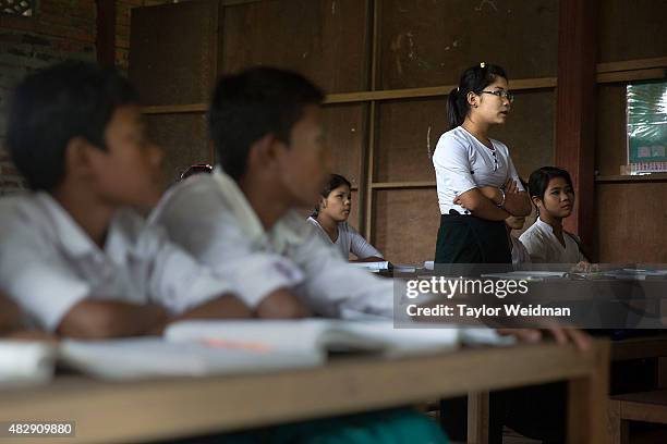 Students take part in a classroom exercise in a school inside the planned Dawei SEZ on August 3, 2015 in Mudu, Myanmar. The controversial,...